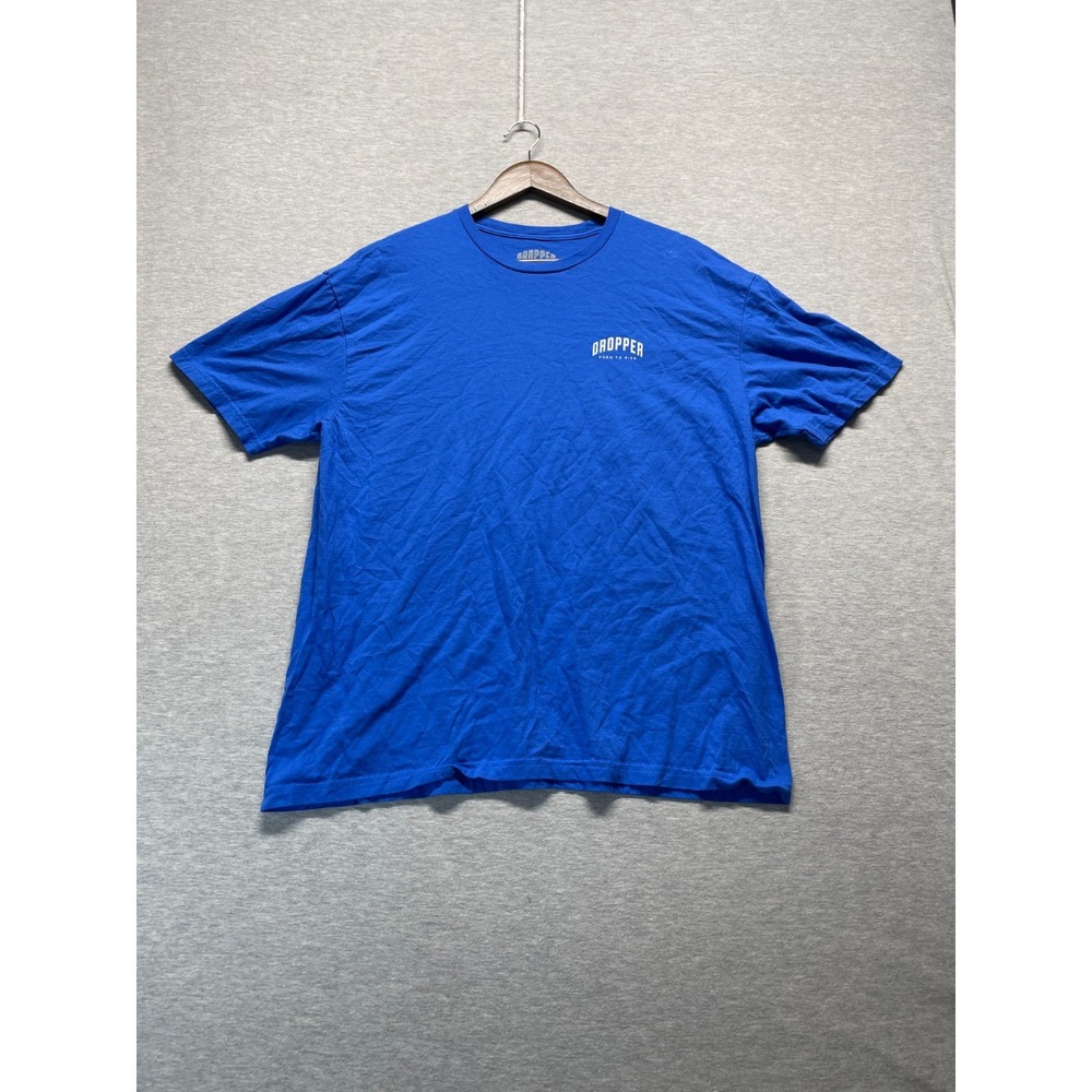 Dropper T Shirt Men XL Blue Graphic Never Underestimate An Old Guy Mountain Bike